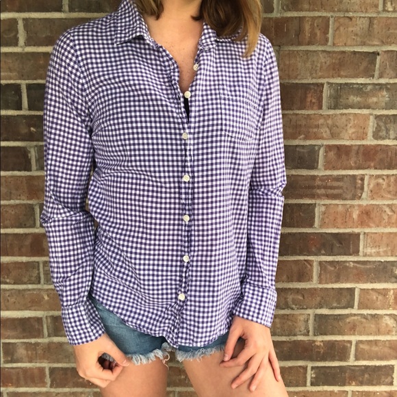 J. Crew Factory Tops - J. Crew Classic Button Down Plaid Shirt